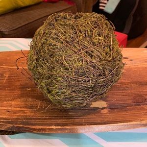 Mossy grass nest decorative ball with metal hanger if needed